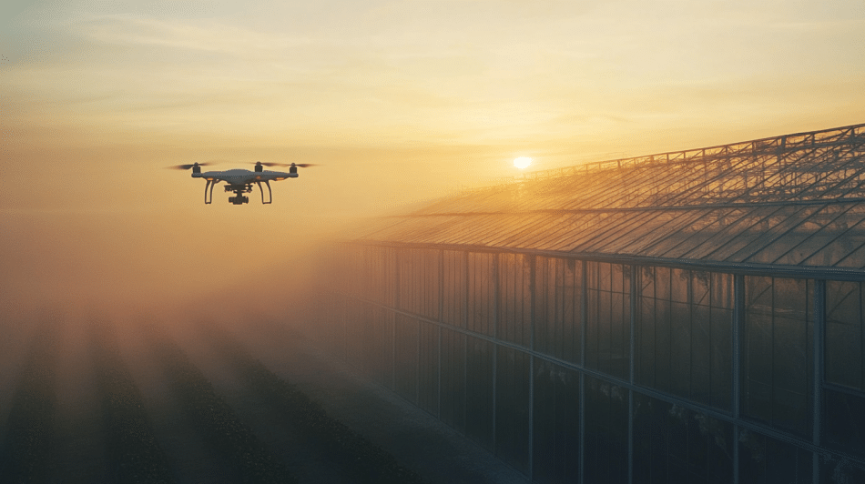 drone para agricultura agras t-50 fumigando cultivos de aguacate